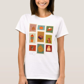 Cosy Autumn Stamp Collage Fall Aesthetic T-Shirt