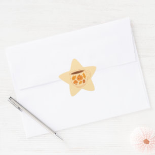 Cosy Autumn Star Sticker with Pumpkin