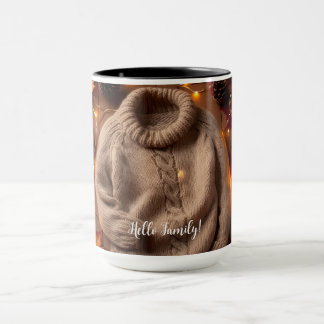 Cosy Autumn Sweater, Leaves, Pinecones Pumpkin Mug
