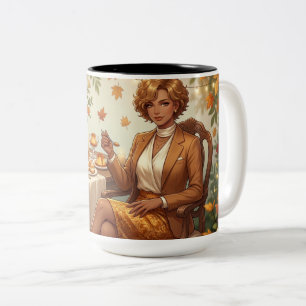 Cosy Autumn Sweets – Caramel Dessert Table Two-Tone Coffee Mug