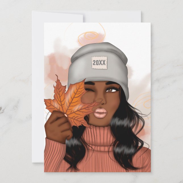 Cosy Autumn Theme New Year Party Invitation (Front)