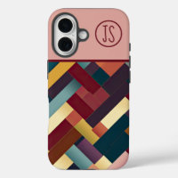 Cosy Autumn Tones Weave Pattern Monogrammed