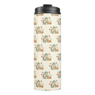 Cosy Autumn Turtle Kawaii Pumpkin Spice Latte Thermal Tumbler