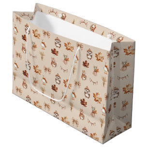 Cosy Autumn Watercolor Pattern Large Gift Bag