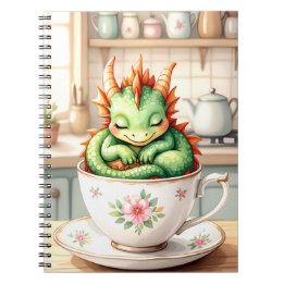 Cosy Baby Dragon in a Teacup Notebook