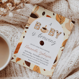 Cosy Baby is Brewing Coffee Themed Baby Shower Invitation