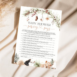 Cosy Baby Shower Survey Says Game Card