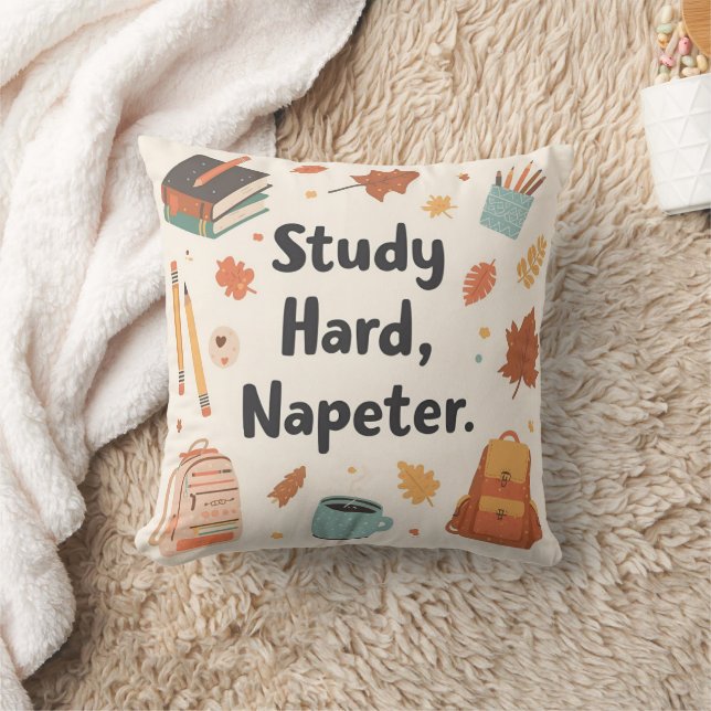 Cosy Back-to-School Pillow – Study Hard, Nap Harde (Blanket)