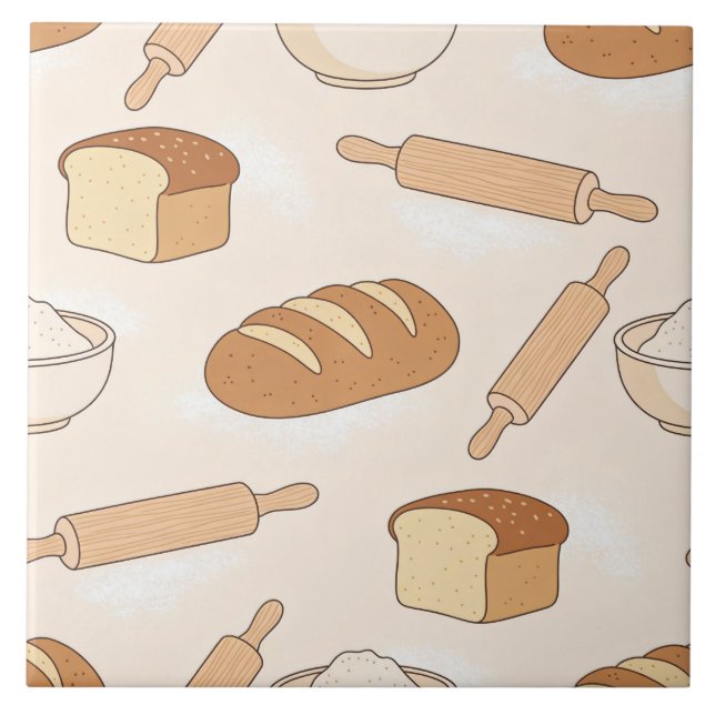 Cosy Baking Pattern Ceramic Tile (Front)