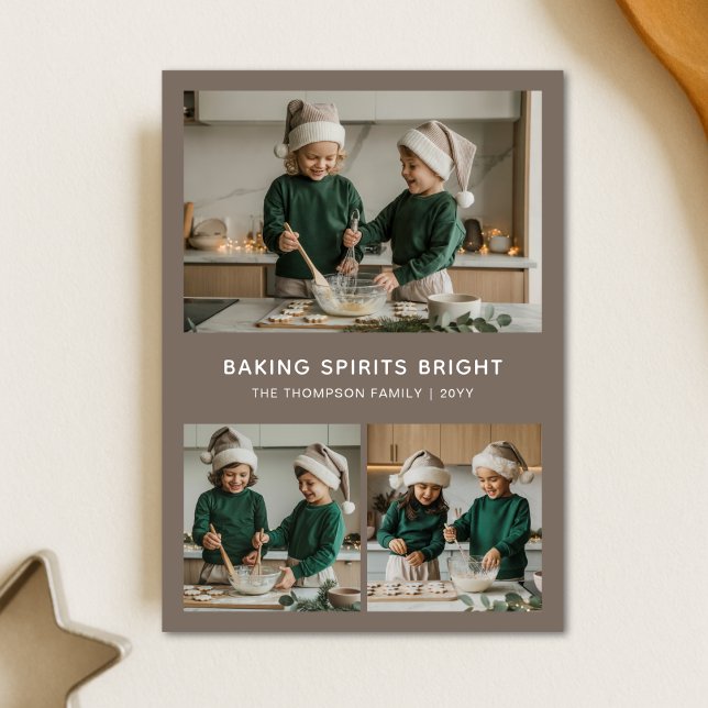 Cosy Baking Spirits Bright Family Christmas Photo Holiday Card (Creator Uploaded)