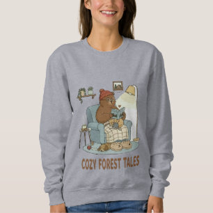 Cosy Bear Reading 'Forest Tales' with Cute Sleepin Sweatshirt