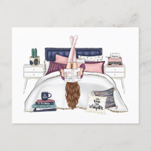 Cosy Bedroom Reading Scene Artwork for Book Lovers Postcard