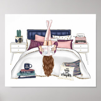Cosy Bedroom Reading Scene Artwork for Book Lovers Poster