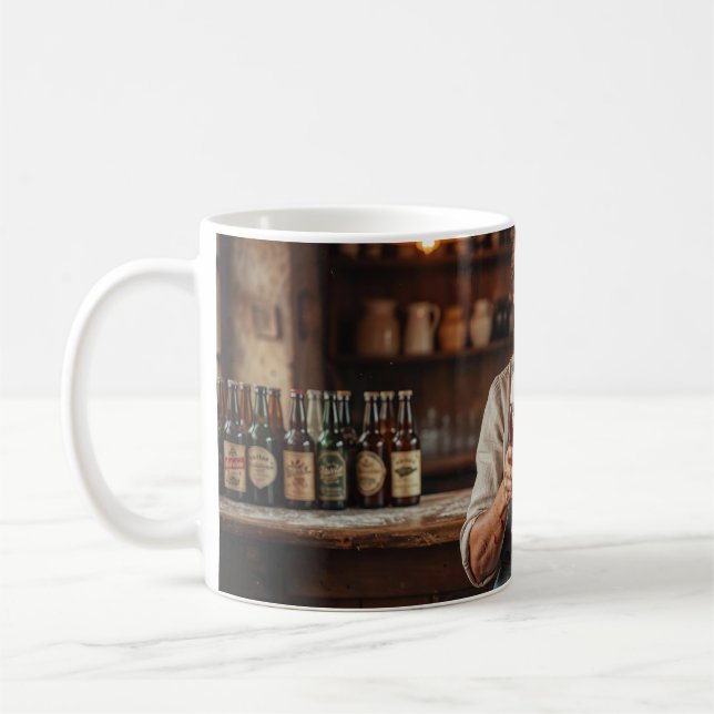 Cosy Belgian Tavern Waitress Scene Mug (Left)