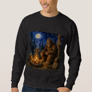 Cosy Bigfoot Campfire Mushroom Roasting Design Sweatshirt