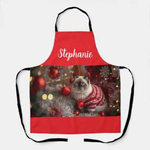 Cosy Birman Cat Christmas Personalised Apron