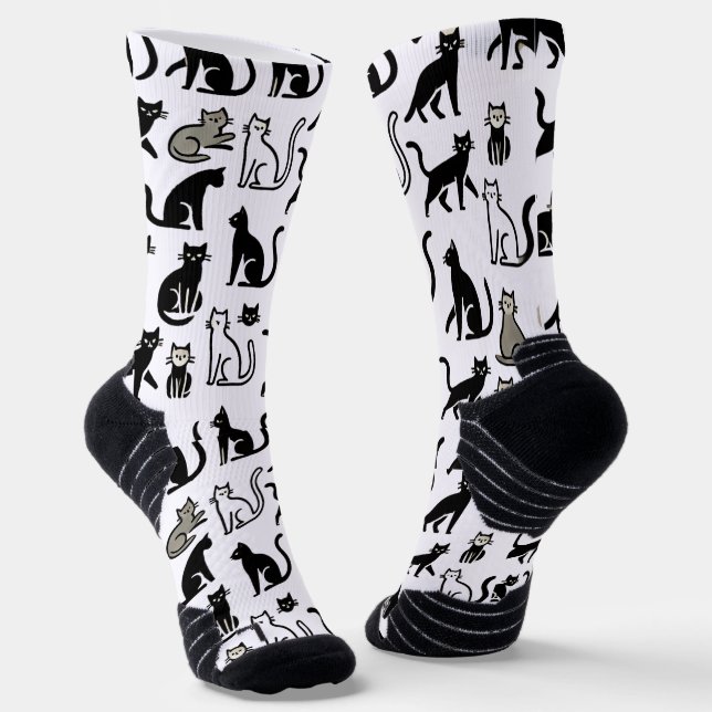 Cosy Black Cat Pattern Socks (Angled)