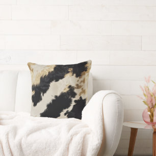 Cosy Black Cream Gold Southwest Cowhide Cushion