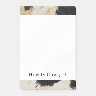 Cosy Black Cream Gold Southwest Cowhide Post-it Notes