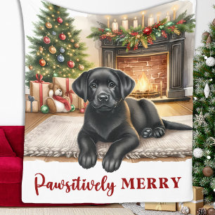 Cosy Black Labrador Dog Holiday Puppy Christmas Fleece Blanket