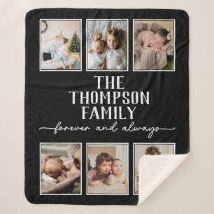 Cosy Black Personalised Custom Photo Collage Sherp Sherpa Blanket