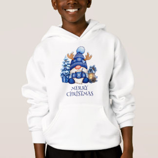 Cosy Blue Christmas Gnome Hot Cocoa Kids’ Hoodie