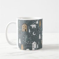Cosy blue grey winter in nordic village