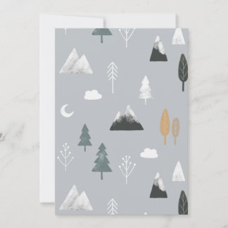 Cosy blue grey winter in nordic village thank you card