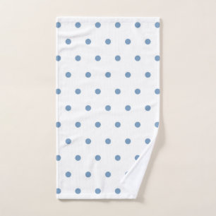 Cosy Blue Polka Dots White Background Pattern Hand Towel