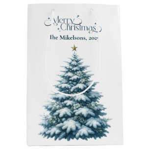 Cosy Blue Rustic Christmas Medium Gift Bag