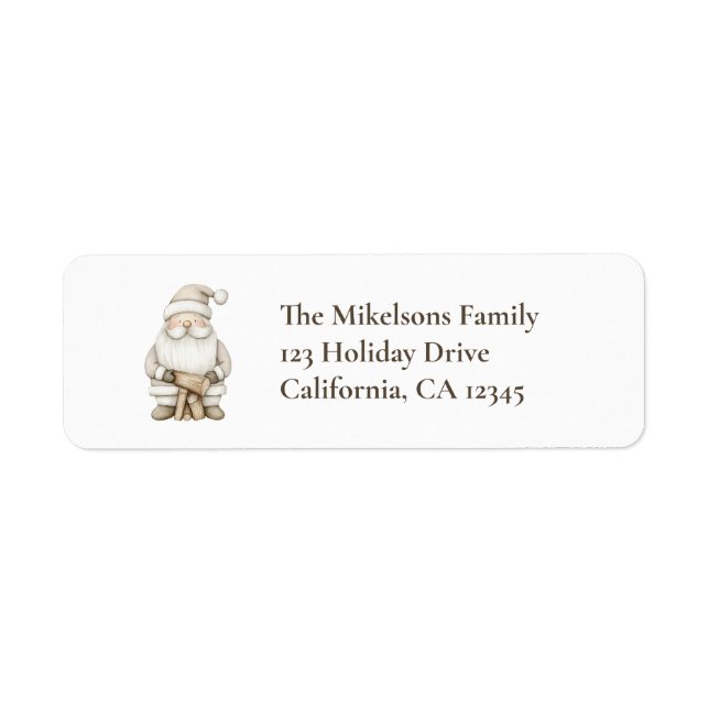 Cosy Blue Rustic Santa Address Return Address Label (Front)