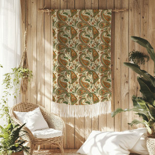 Cosy Boho Blanket with Earthy Paisley Design