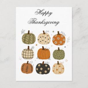 Cosy Boho Fall Pumpkins Collection Holiday Postcard