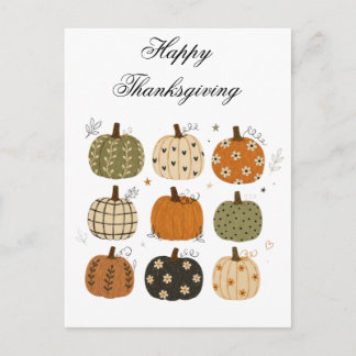 Cosy Boho Fall Pumpkins Collection Holiday Postcard