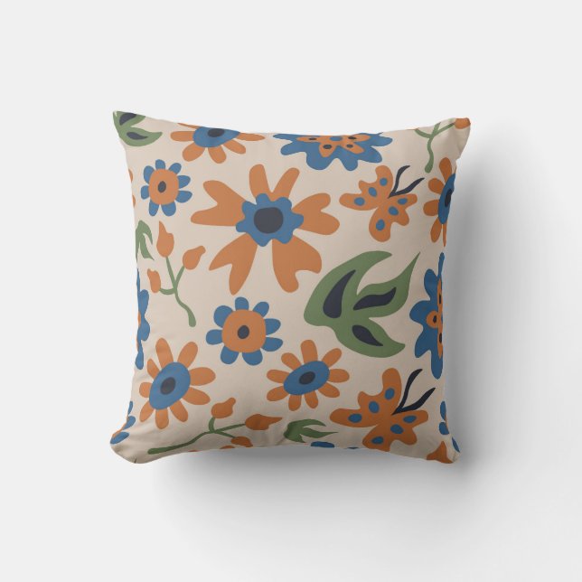 Cosy Boho Large Print Floral Pillow (Front)