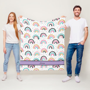 Cosy Boho Rainbow Fleece Blanket