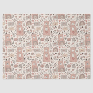 Cosy Boho Teddy Bear Pattern Tissue Paper