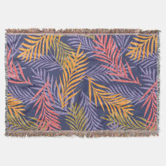 Cosy Boho Tropical Decor Blanket. Boho Palm Leaf Throw Blanket