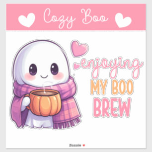 Cosy Boo Sticker Ghost with Pumpkin Mug & scarf