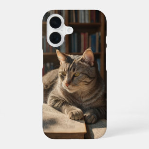 Cosy Book Cat iPhone 16 Case
