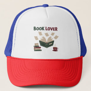 Cosy Book Lover and Tea Illustration Trucker Hat