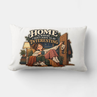 Cosy Book Lover Cat & Funny Introvert Throw Pillow