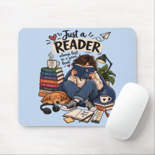 Cosy Book Lover Reading Illustration Mouse Pad