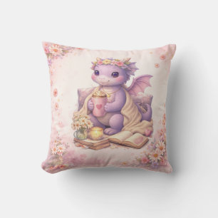 Cosy Bookish Mum Dragon Coffee Throw Pillow