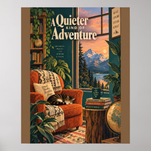 Cosy Bookish Nook Illustrative Art with Reading Qu Poster