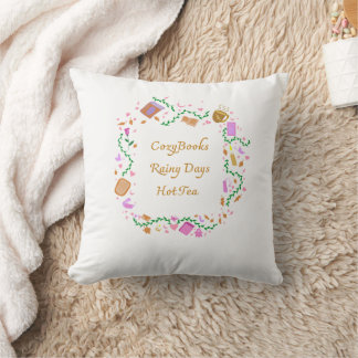Cosy Books, Rainy Days. Hot Tea Cushion