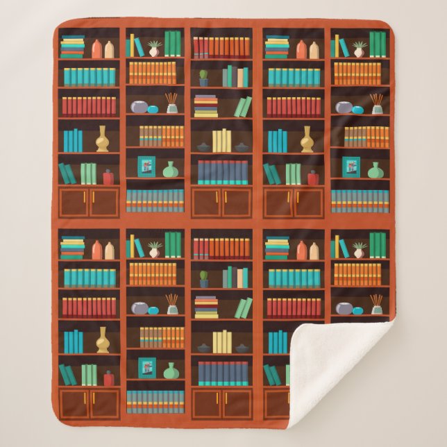 Cosy Bookshelves Throw Blanket  (Front)