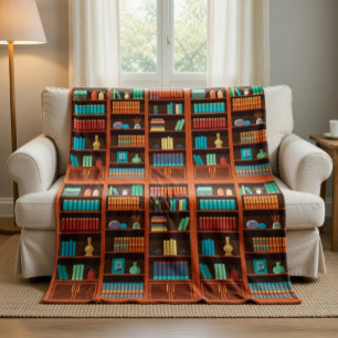 Cosy Bookshelves Throw Blanket 