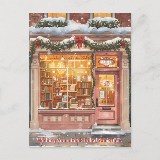 Cosy Bookstore Christmas Holiday Greeting (Front)