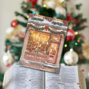 Cosy Bookstore Christmas Holiday Greeting Postcard